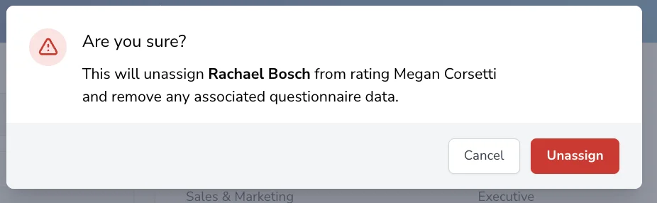 Confirmation warning dialog when unassigning a feedback provider