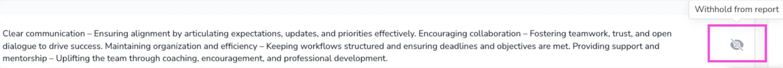 Review Comments with hide comment icon