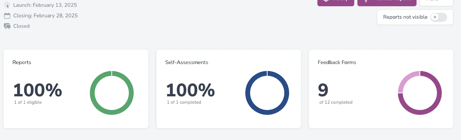 Assessment Dashboard progress tracking
